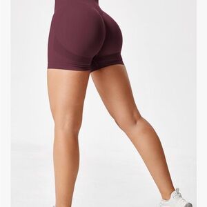 YEOREO Women's Burgundy High-Waisted Shorts